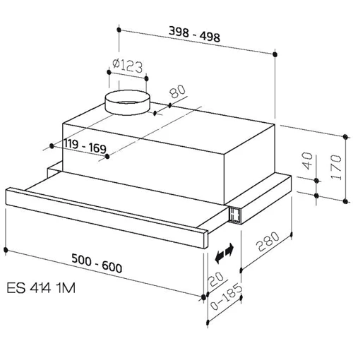 Вытяжка Best ES 414 1M 50 WH: Управление Механическое