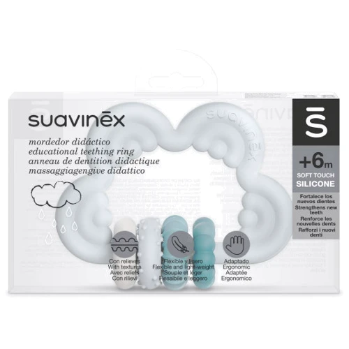 Прорезыватель Suavinex силиконовый с погремушкой STEP 3/голубой (401441): Производитель Suavinex