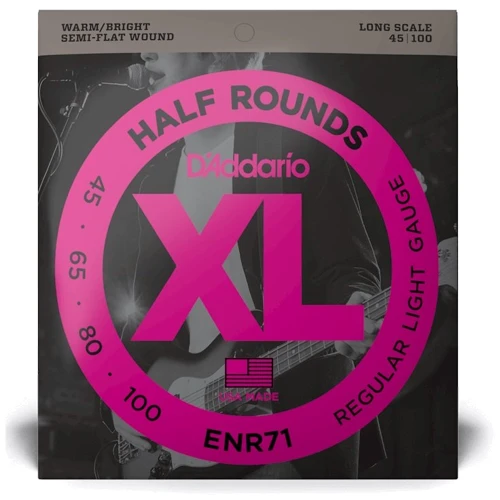 Струна для гітар Комплект струн D'addario ENR71 XL Half Rounds Bass Regular Light (45-100)