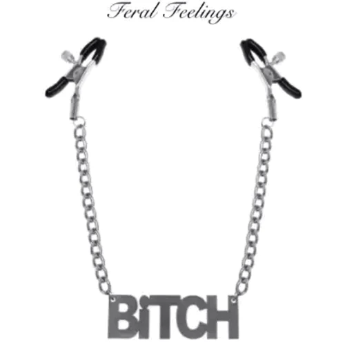 Зажимы для сосков Bitch, Feral Feelings - Nipple clamps Bitch, серебро/черный