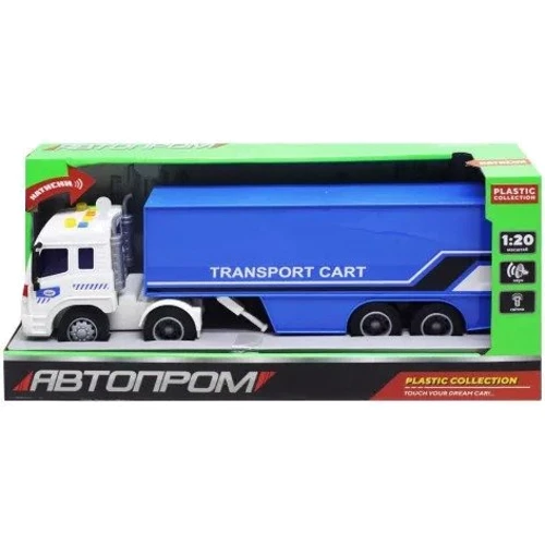 Трейлер Автопром на батарейках со световыми и звуковыми эффектами 1:50 синий (7945B): Производитель АВТОПРОМ