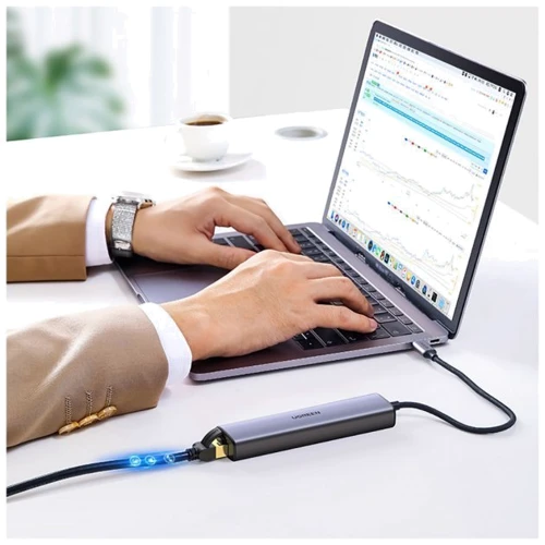 Адаптер Ugreen Adapter CM475 USB-C to USB-C+3xUSB3.0+RJ45 Gray (20932) фото 6
