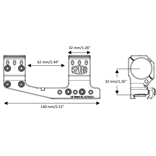 Моноблок Spuhr SP-3026C Gen3 Ø30 H32mm/1.26" Сплав Picatinny (Винос 70mm) (SP-3026C)