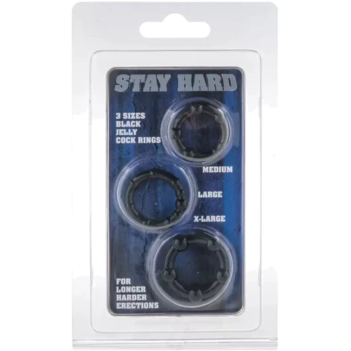Набор из 3 шт эрекционных колец Toy Joy STAY HARD - Three Rings BLACK (35500-BLACK)
