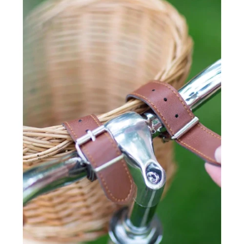 Велосипедний плетений кошик Trybike для беговела зі шкіряними ременями (TBS-200-BSK)