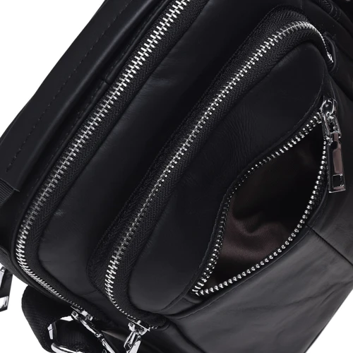 Чоловіча сумка через плече Keizer чорна (K16018-black): Фактура матова, Гладка