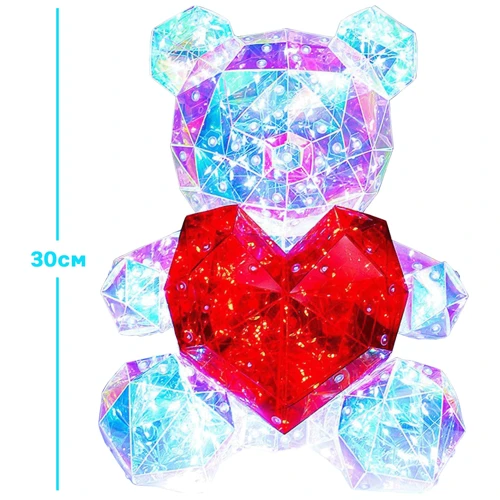 Светодиодный ночник мишка с красным сердцем в подарочной коробке 30 см UFT LP1 Bear