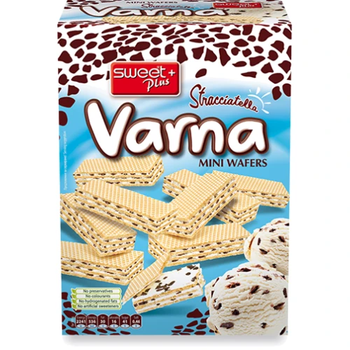 Мини-вафли Sweet Plus VARNA STRACCIATELLA с молочным кремом и крошкой из какао печенья 240 г (1110326)