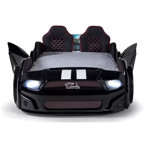 Кровать машина Мустанг чёрная c подсветкой (700.02.04)