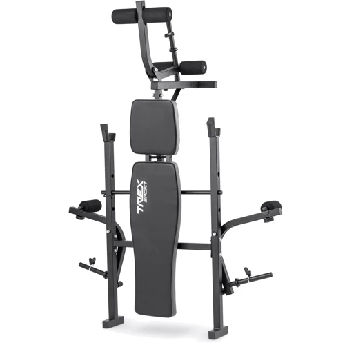 Скамья для жима и пресса Hop-Sport TX-055 со штангами и гантелями Premium 173 кг (00-G00000210): Габариты, см 145x123x114