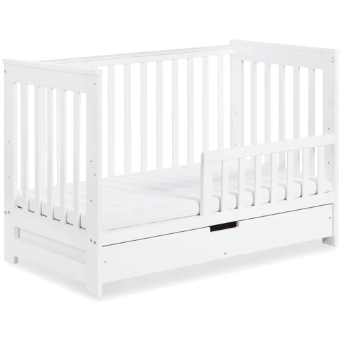 Детская кроватка Klups IWO 120х60 см с ящиком и перегородкой белая