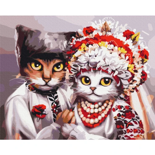 Картина по номерам Brushme Свадьба украинских котиков ©Марианна Пащук 40х50 см (BS53340)