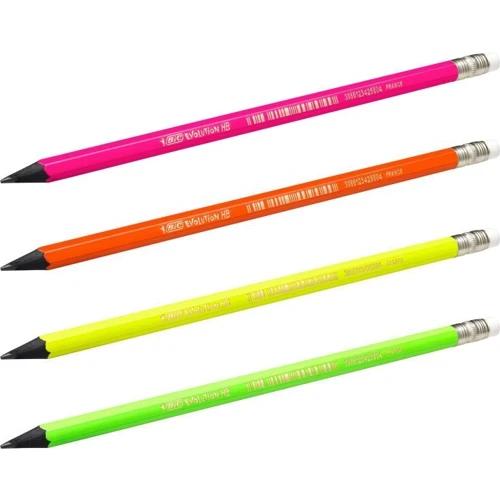 Набір олівців чорнографітних шестикутних BIC Evolution Fluo HB з ластиком 12 шт (3086123454439): Тип художні