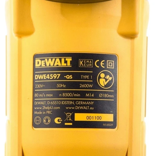 Кутова шліфувальна машина DeWALT DWE4597: Макс. частота обертання диска 8500 об / хв