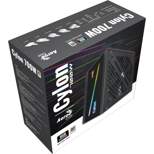 Блок питания Aerocool Cylon 700W (4718009153363) ARGB Cylon 700W ARGB: Модульные (съемные) кабеля отсутствует