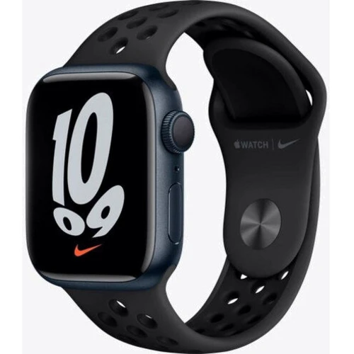 Apple Watch Series 7 Nike 45mm GPS Midnight Aluminum Case with Anthracite/Black Nike Sport Band Approved Вітринний зразок: Виробник Apple