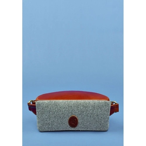 Сумка поясна BlankNote Spirit фетр сірий + коричнева шкіра коньяк (BN-BAG-15-felt-k): Стать жіночий