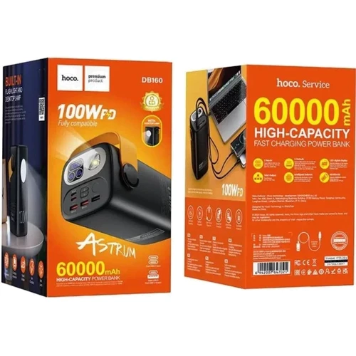 Внешний аккумулятор Hoco Power Bank 60000mAh DB160 Astrum 100W Black