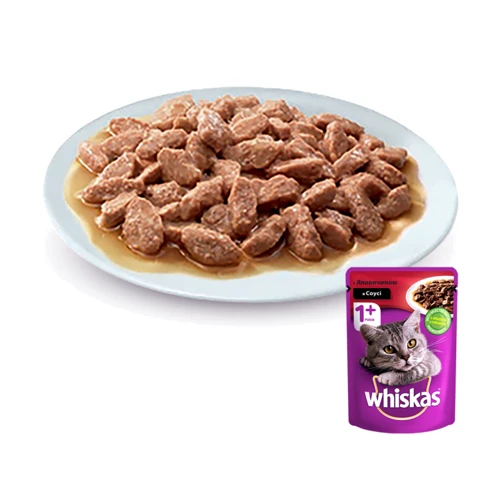 Влажный корм Whiskas для котов с говядиной в соусе 24х100 г (4770608239244): Класс Премиум