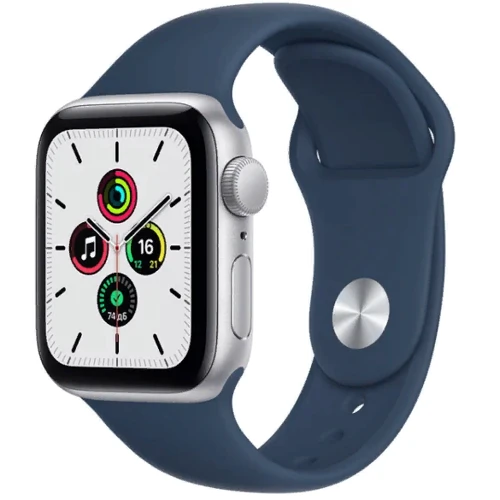 Apple Watch SE 40mm GPS+LTE Silver Aluminum Case with Abyss Blue Sport Band (MKQL3)