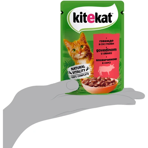Влажный корм Kitekat Natural Vitality для кошек с говядиной в соусе 28х85г (3065890144910) фото 7