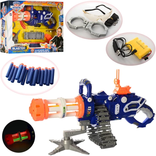 Автомат SB298 65см, очки, наручн, пули-присос 40шт, USB, зв, св: Производитель Китай