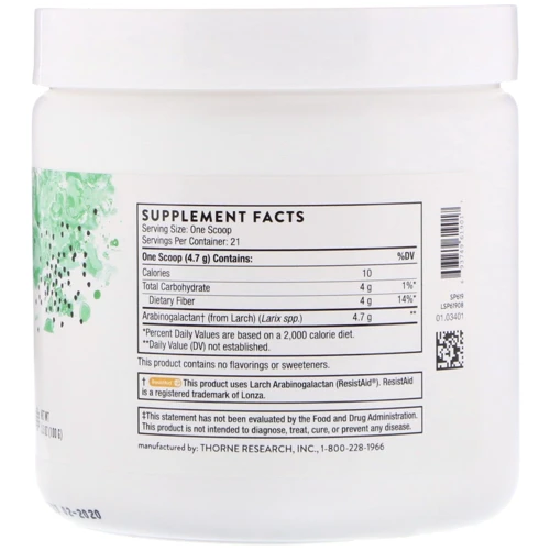 Thorne Research Arabinogalactans Арабіногалактан 100 г: Тип Прибуток