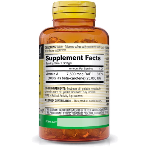 Mason Natural Beta Carotene 25000 IU Бета-каротин 100 капсул: Тип Бета-каротин