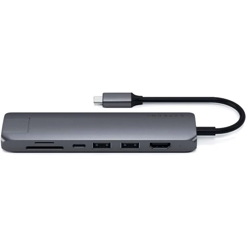 Адаптер Satechi Adapter USB-C to 2xUSB3.0+HDMI+USB-C+RJ45+SD Space Gray (ST-UCSMA3M): Цвет серый