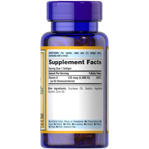 Puritan's Pride Vitamin D3 5000 IU 200 Softgels Вітамін D3: Тип вітамін D