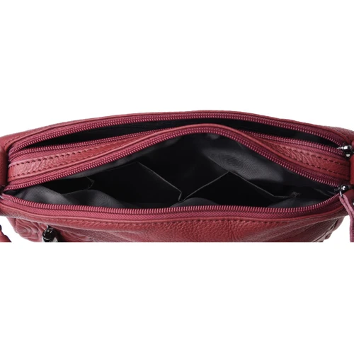 Женская сумка через плечо Borsa Leather красная (K1840-red): Застежка Молния