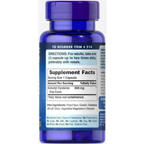 Puritan's Pride N-Acetyl Cysteine (NAC) 600 mg-30 Capsules: Тип N-ацетилцистеїн