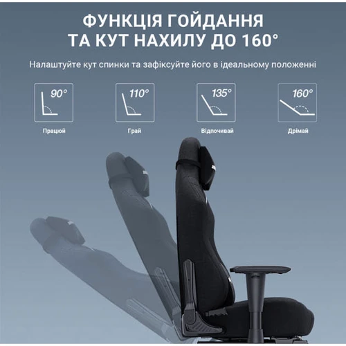 Кресло игровое Anda Seat Luna Pro Gray Fabric Size L (AD18T-44-G-F) фото 4