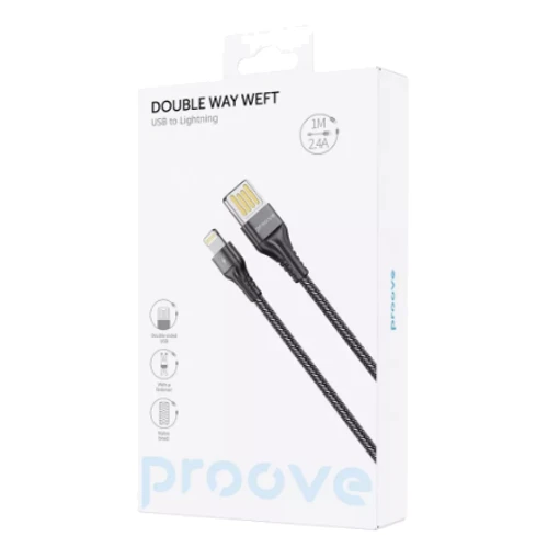 Кабель Proove USB Cable to Lightning Double Way Weft 2.4A 1m Black (CCDW20001101): Тип USB Cable - Lightning