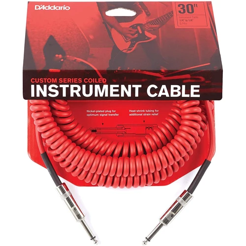 Инструментальный кабель D'addario PW-CDG-30RD Coiled Instrument Cable - Red (9m)
