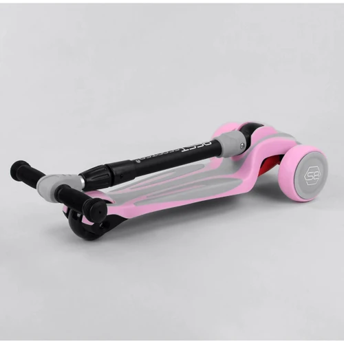 Самокат триколісний Best Scooter, MAXI, складаний алюмінієвий кермо, 3 колеса PU зі світлом Pink (102051): Тип гальма ножний
