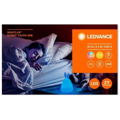 Ночной светильник LEDVANCE NIGHTLUX TOUCH LED 2,5W Rabbit, micro-USB, RGBW: Тип источника освещения Светодиодная лампа LED