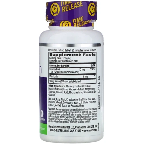 Natrol Melatonin, Time Release, Extra Strength, 5 mg, 100 Tablets (NTL-04837): Форма выпуска Таблетки