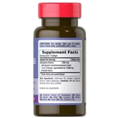 Puritan's Pride Astragalus Extract 250 mg Екстракт Астрагала 100 гелевих капсул: Форма випуску капсули