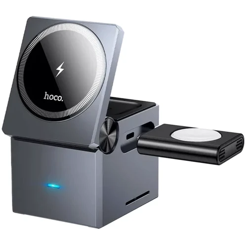 Зарядное устройство Hoco Wireless Charger CQ8 Folding 3in1 Gray for iPhone 16 I 15 I 14 I 13 I 12 series, Apple Watch and Apple AirPods