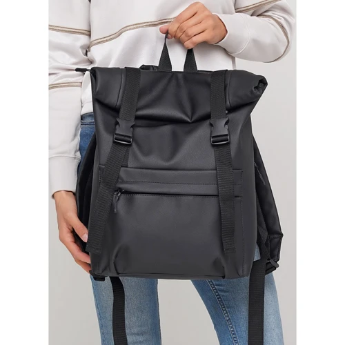 Женский рюкзак Sambag RollTop 0SH черный (24211001): Застежка Молния