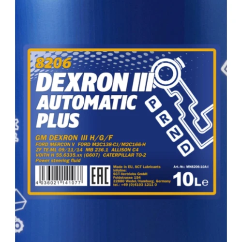 Mannol DEXRON III AUTOMATIC PLUS 10л (MN8206-10): Производитель MANNOL