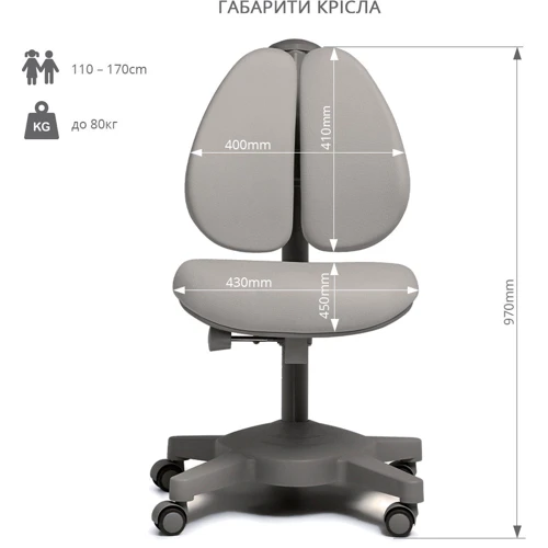 Детское кресло Cubby Brassica Grey: Глубина, см 45