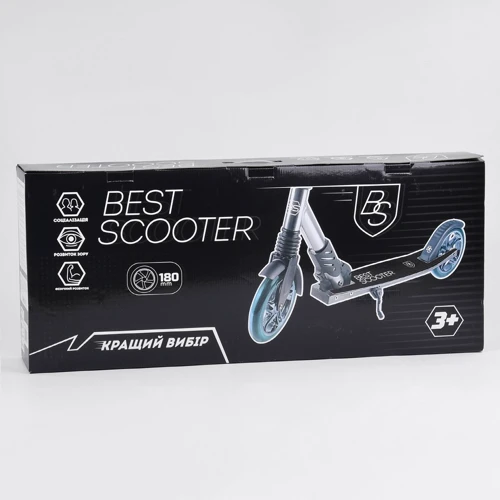 Самокат алюмінієвий Best Scooter колеса PU, 1 амортизатор передній, анодирувана фарбування Blue / Black (99635): Кількість коліс 2