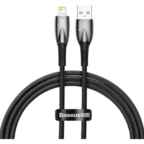Кабель Baseus USB Cable to Lightning Glimmer Series Fast Charging Data 2.4A 1m Black (CADH000201)
