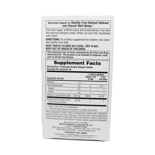 Natures Plus Animal Parade Vitamin C sugar free 90 chewables Витамин С для детей, без сахара, вкус апельсина: Тип Витамин C