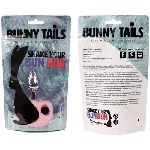 Анальная пробка FeelzToys - Bunny Tails Butt Plug Pink