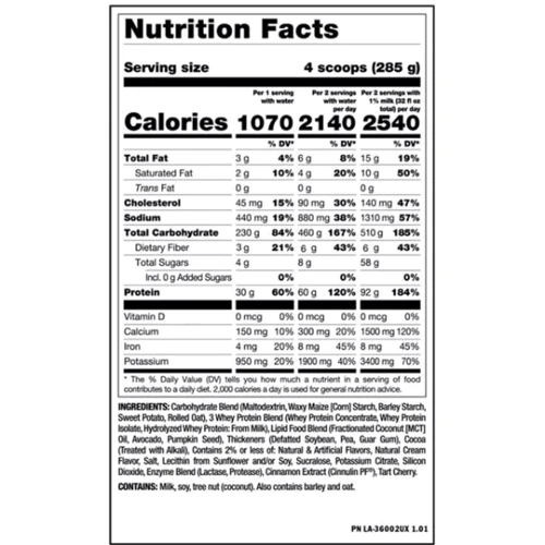 Гейнер Mutant Mass Extreme 2500 5450 g / 38 servings / cream - biscuits: Пол Унисекс