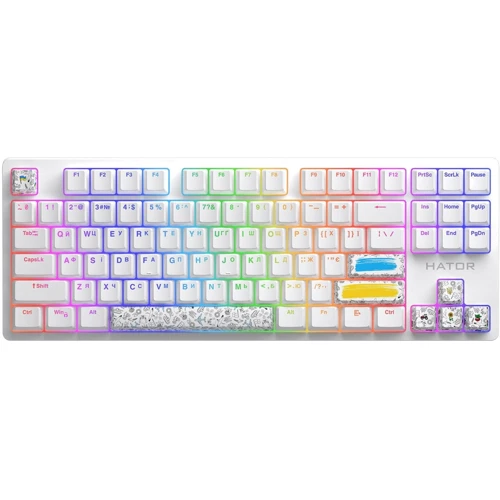 Клавіатура Hator Rockfall 2 Mecha TKL Authentic Edition Aurum Milky Way Silent USB White (HTK-531)