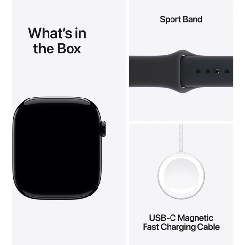 Apple Watch Series 11 GPS 42mm Jet Black Aluminium Case with Black Sport Band - M/L (MEQU4)